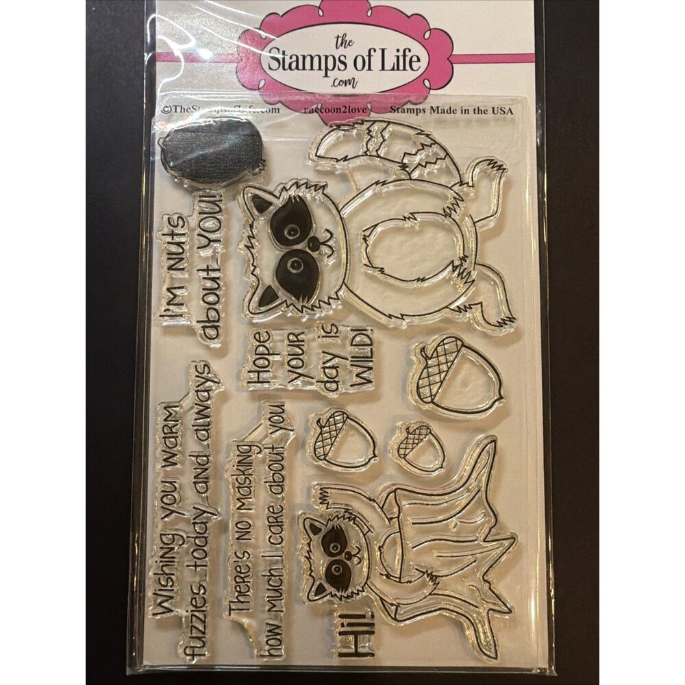 THE STAMPS OF LIFE raccoon2love Stamp  set acorn fall tree stump sentiments